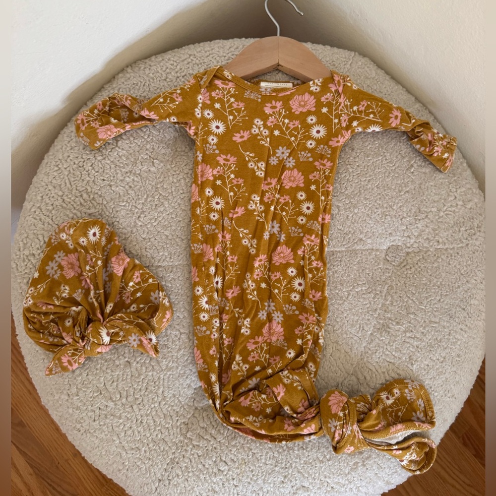 Floral Newborn Gown and Cap Set